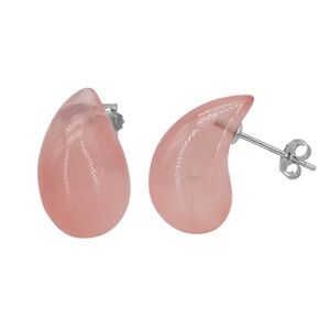 Sterling silver rose Quartz tear drop stud earrings